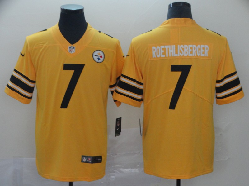 Men Pittsburgh Steelers #7 Roethlisberger yellow Nike Limited NFL Jerseys